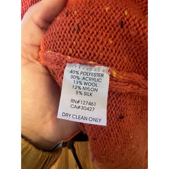 Wildfox Motormouth Lip Print Orange Red Distressed Relaxed Knit Sweater Top Sz S - Picture 5 of 8
